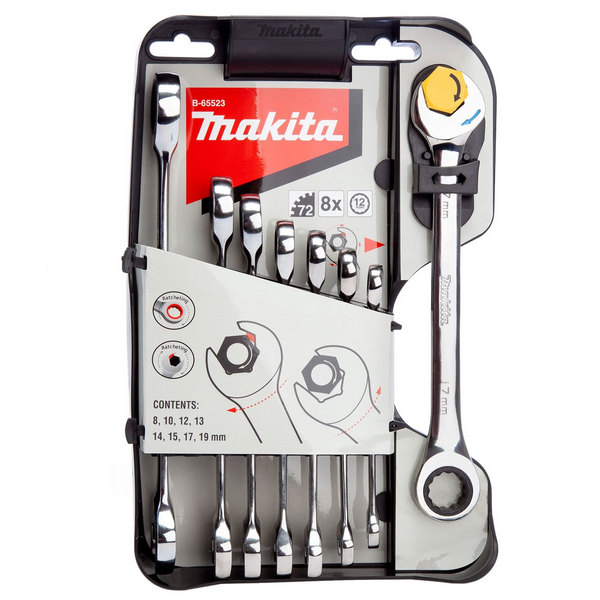 Makita B-65523 Double Ratchet Wrench 8pc Set