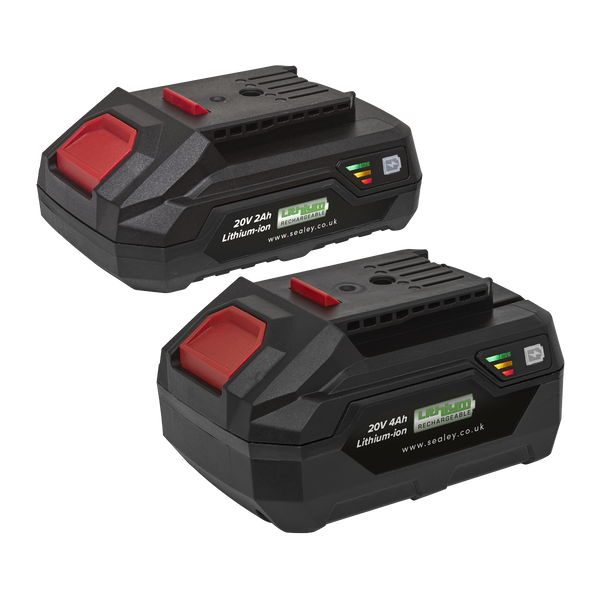 Sealey BK24 20V 2Ah & 4Ah Lithium-ion Power Tool Battery Pack for SV20 Series