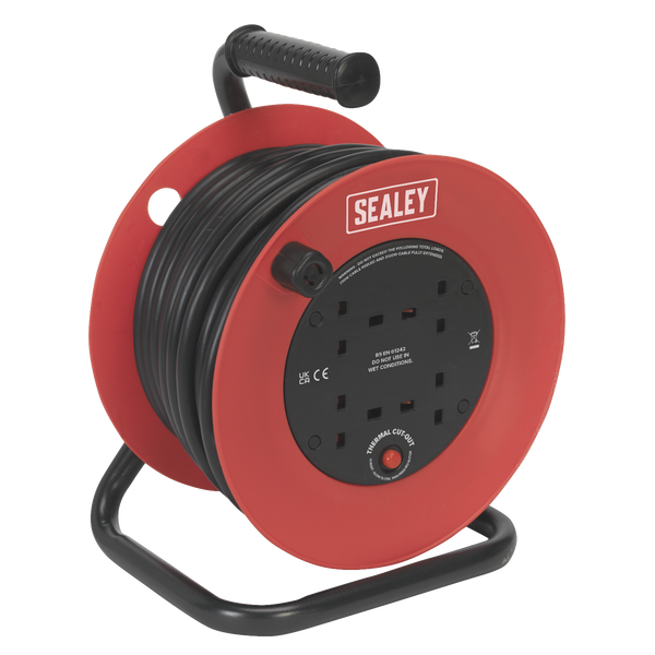 Sealey CR22525 25m Heavy-Duty Cable Reel with Thermal Trip - 230V