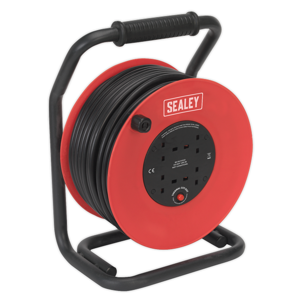 Sealey CR25025 50m Heavy-Duty Cable Reel with Thermal Trip - 230V