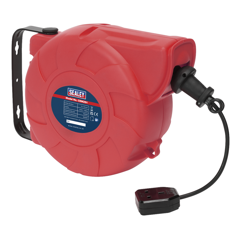 Sealey CRM251 25m Retracting Cable Reel 230V