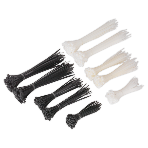 Sealey CT600BW Cable Tie Assortment Black/White - Pack of 600