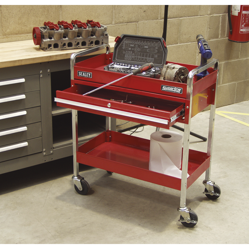 Sealey CX101D 2-Level Heavy-Duty Trolley with Lockable Drawer