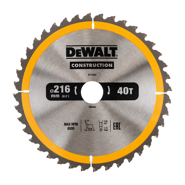 DeWalt DT1953 Circular Saw Blade - 216mm