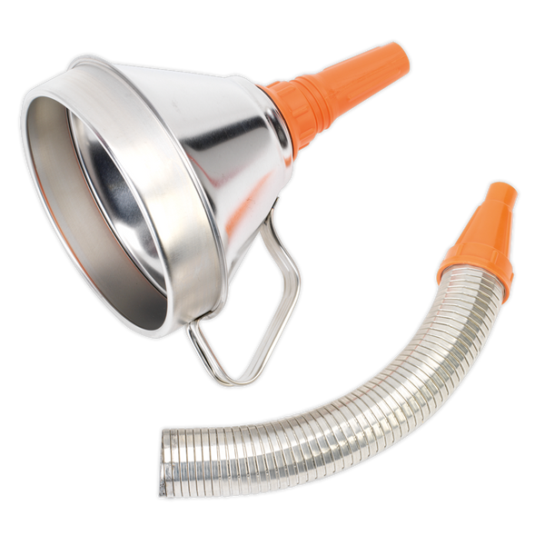 Sealey FM16F Ø160mm Metal Funnel with Flexible Spout & Filter