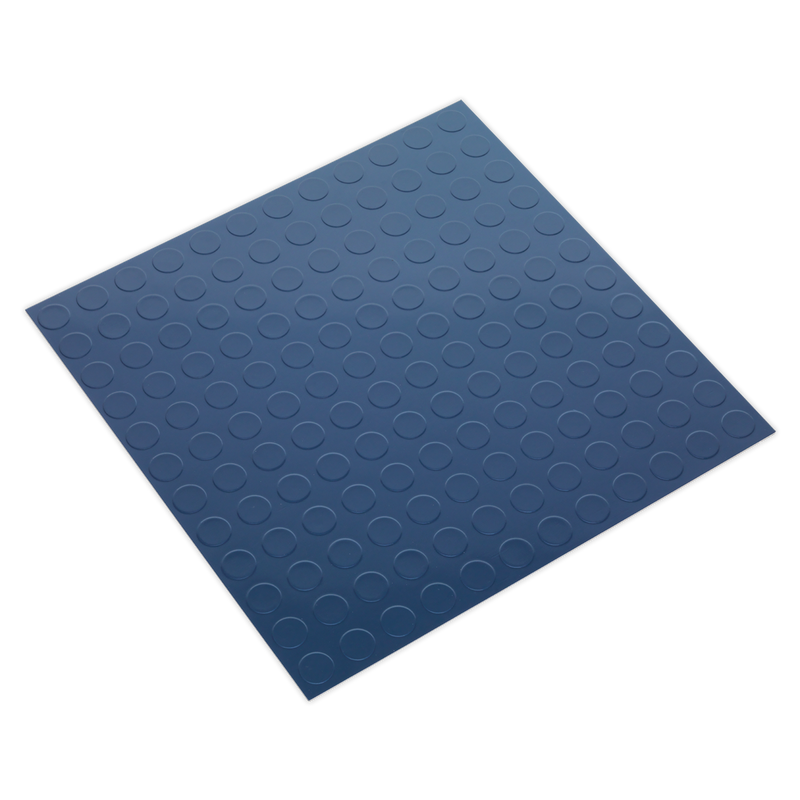 Sealey FT2B 457.2 x 457.2mm Vinyl Floor Tile with Peel & Stick Backing - Blue Coin Finish - Pack of 16