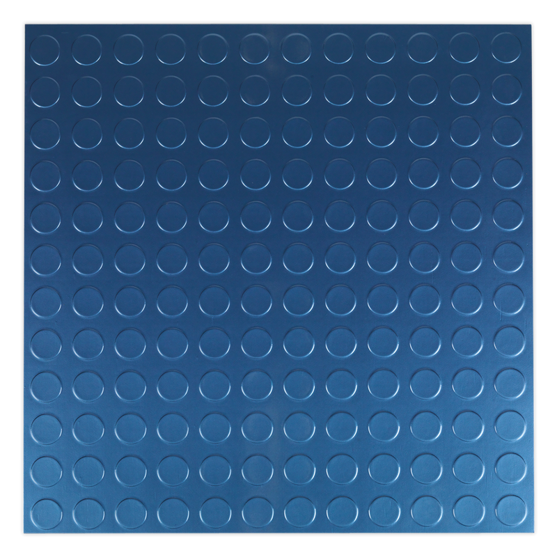 Sealey FT2B 457.2 x 457.2mm Vinyl Floor Tile with Peel & Stick Backing - Blue Coin Finish - Pack of 16