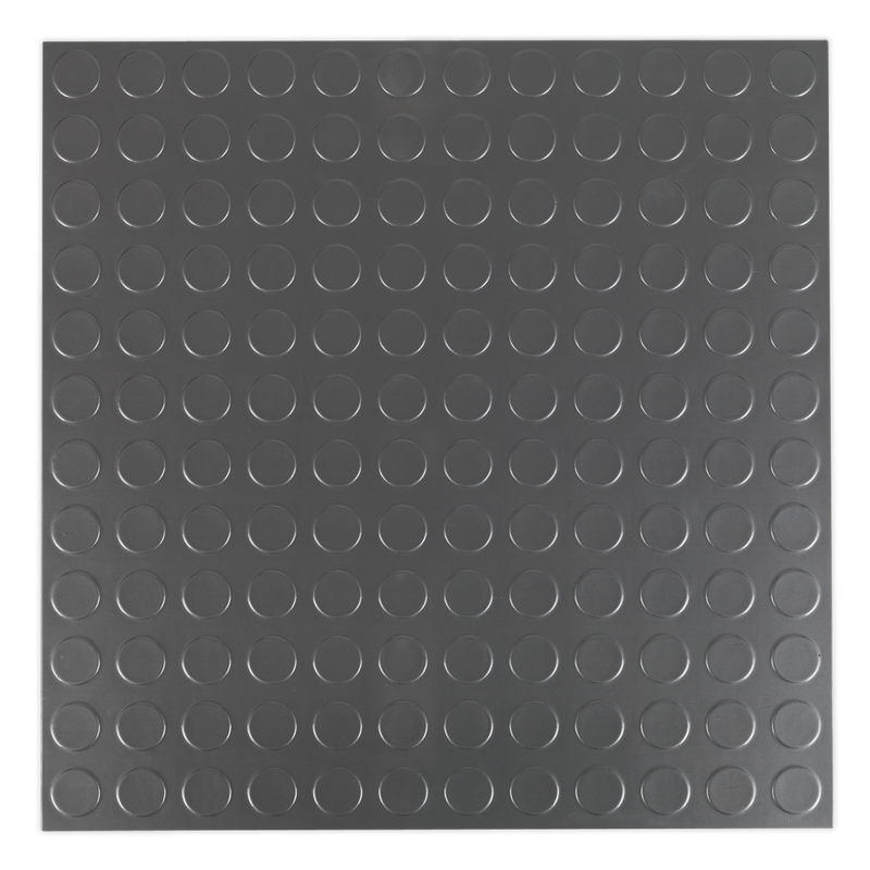 Sealey FT2S 457.2 x 457.2mm Vinyl Floor Tile with Peel & Stick Backing - Silver Coin Finish - Pack of 16