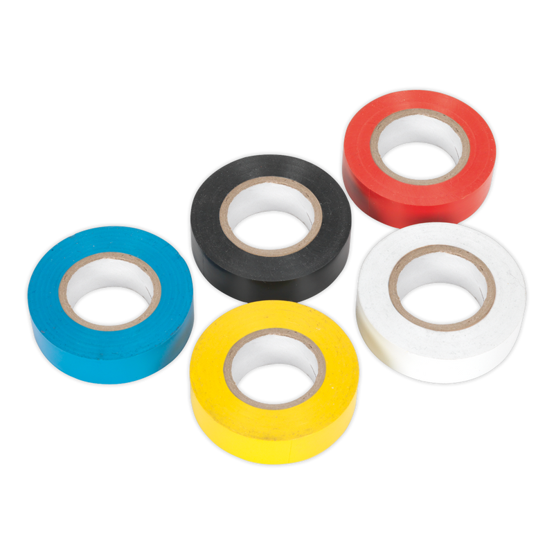 Sealey ITMIX10 19mm x 20m PVC Insulating Tape - Mixed Colours - Pack of 10