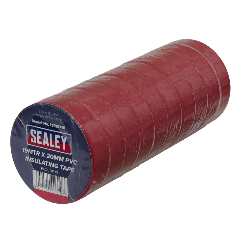 Sealey ITRED10 19mm x 20m Red PVC Insulating Tape - Pack of 10