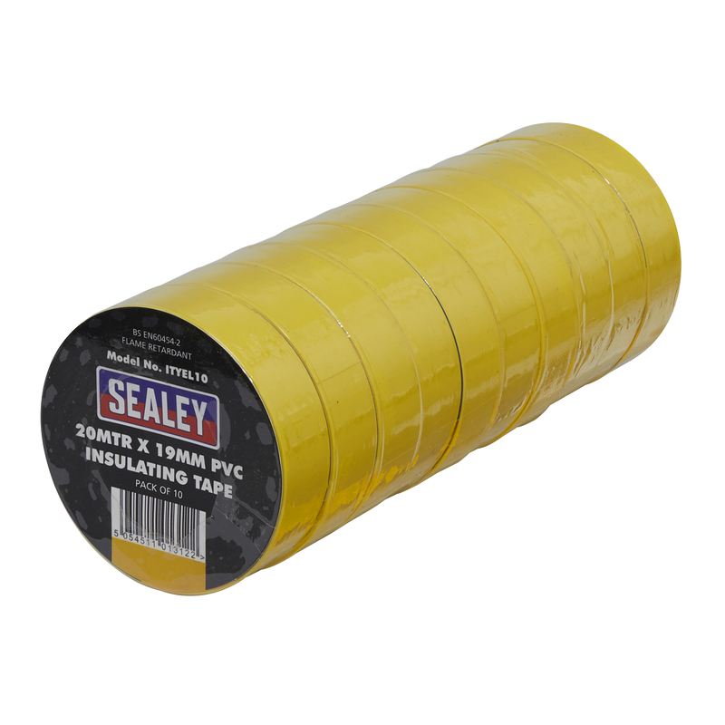 Sealey ITYEL10 19mm x 20m Yellow PVC Insulating Tape - Pack of 10