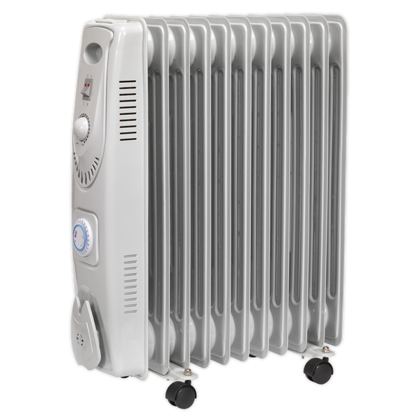 Sealey RD2500T 2500W 11-Element Oil Filled Radiator with Timer