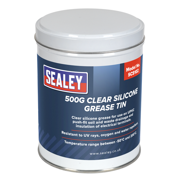 Sealey SCS102 500g Clear Silicone Grease Tin
