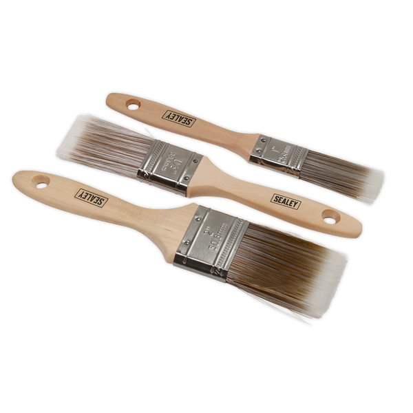 Sealey SPBS3W 3pc Wooden Handle Paint Brush Set