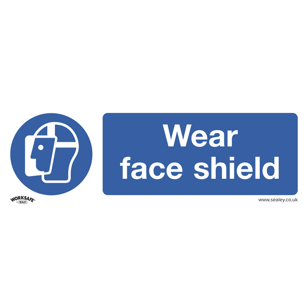 Sealey SS55V10 Wear Face Shield Mandatory Safety Sign - Self-Adhesive Vinyl - Pack of 10