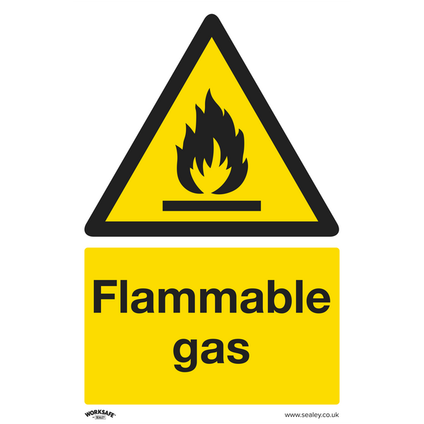 Sealey SS59P10 Flammable Gas - Warning Safety Sign - Rigid Plastic - Pack of 10
