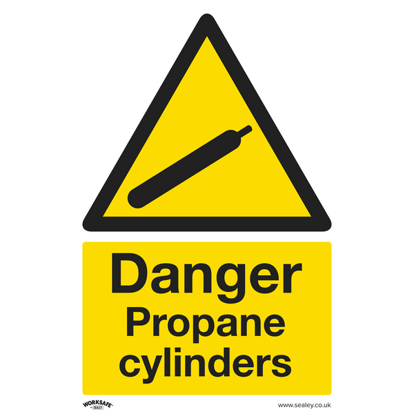 Sealey SS62P10 Danger Propane Cylinders - Warning Safety Sign - Rigid Plastic - Pack of 10