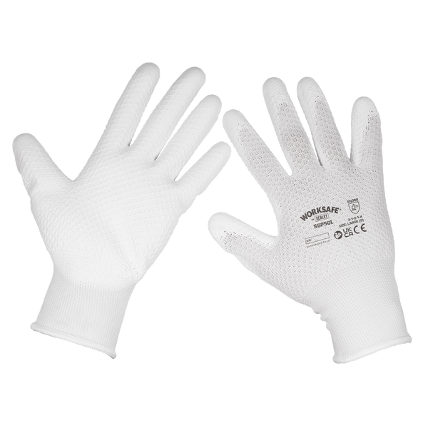 Sealey SSP50L White Precision Grip Gloves Large – Pair