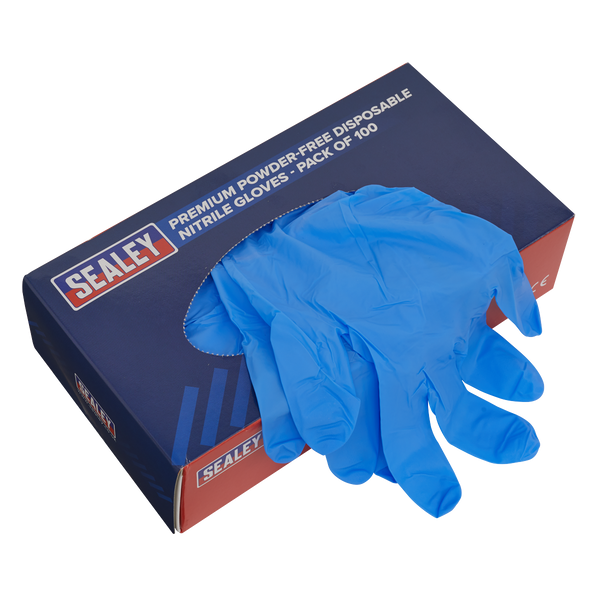 Sealey SSP55XL Premium Powder-Free Disposable Nitrile Gloves - Extra-Large - Pack of 100