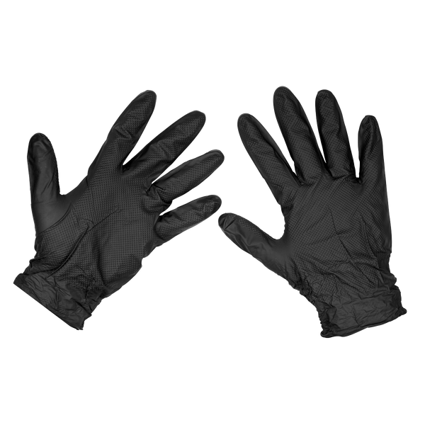 Sealey SSP57XL Black Diamond Grip Extra-Thick Nitrile Powder-Free Gloves X Large - Pack of 50