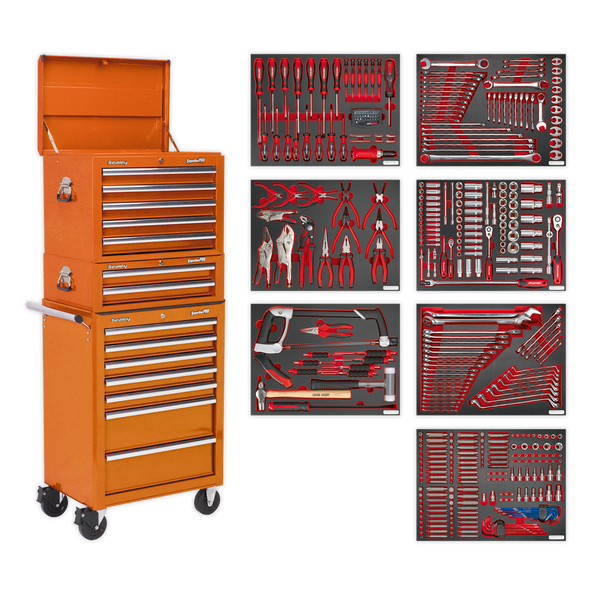 Sealey TBTPCOMBO4 14 Drawer Tool Chest Combination with 446pc Tool Kit - Orange