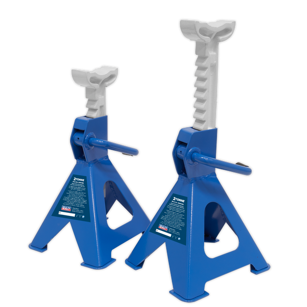 Sealey VS2002BL Ratchet Type Axle Stands (Pair) 2tonne Capacity per Stand - Blue