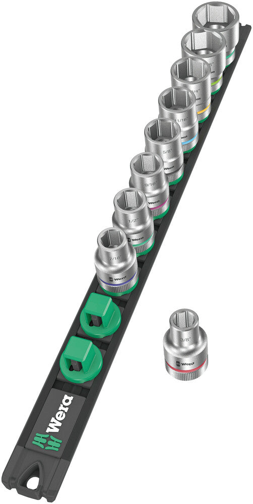 Wera 05005480001 Magnetic socket rail C Imperial 1 Zyklop socket set, 1/2" drive, imperial, 9 pieces