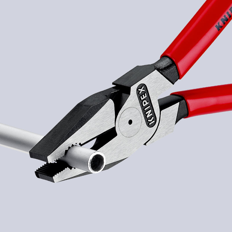 KNIPEX 02 05 180 High Leverage Combination Pliers with multi-component grips chrome-plated 180 mm