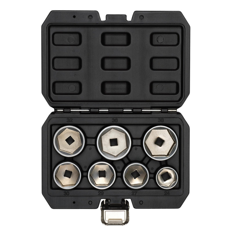 DRAPER 02747 Oil Filter Socket Set, 3/8" Sq. Dr. (7 Piece)