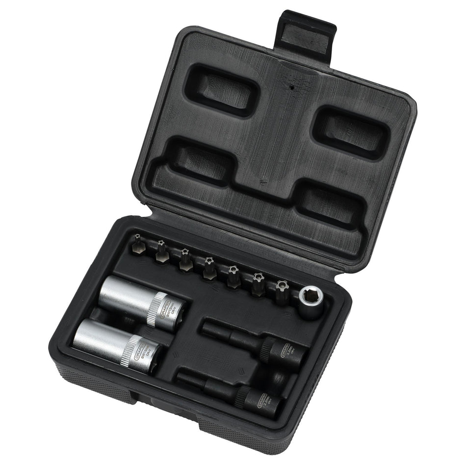 DRAPER 02907 Air Conditioning and ECU Tool Kit, 1/4" Sq. Dr. (12 Piece)