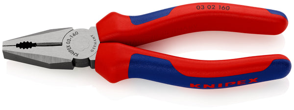 KNIPEX 03 02 160 Combination Pliers with multi-component grips black atramentized 160 mm