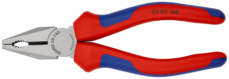 KNIPEX 03 02 160 Combination Pliers with multi-component grips black atramentized 160 mm