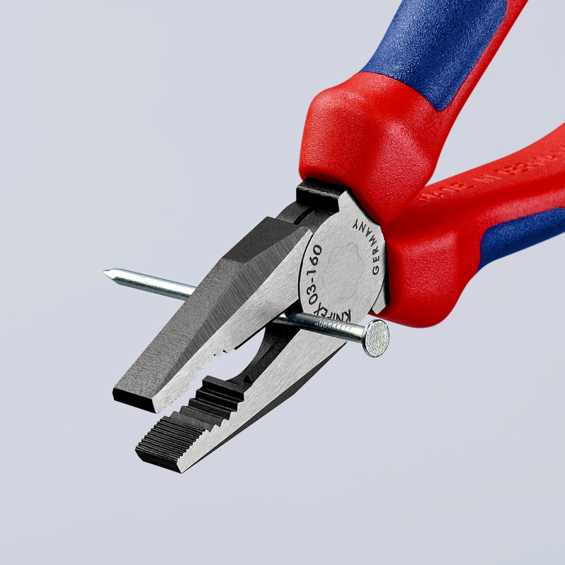 KNIPEX 03 02 160 Combination Pliers with multi-component grips black atramentized 160 mm