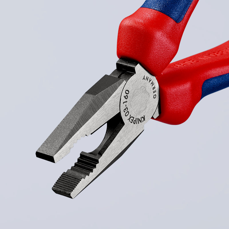 KNIPEX 03 02 160 Combination Pliers with multi-component grips black atramentized 160 mm