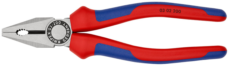 KNIPEX 03 02 200 Combination Pliers with multi-component grips black atramentized 200 mm