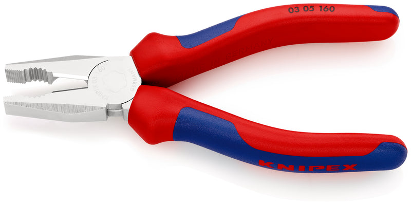 KNIPEX 03 05 160 Combination Pliers with multi-component grips chrome-plated 160 mm