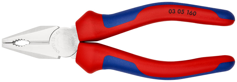 KNIPEX 03 05 160 Combination Pliers with multi-component grips chrome-plated 160 mm