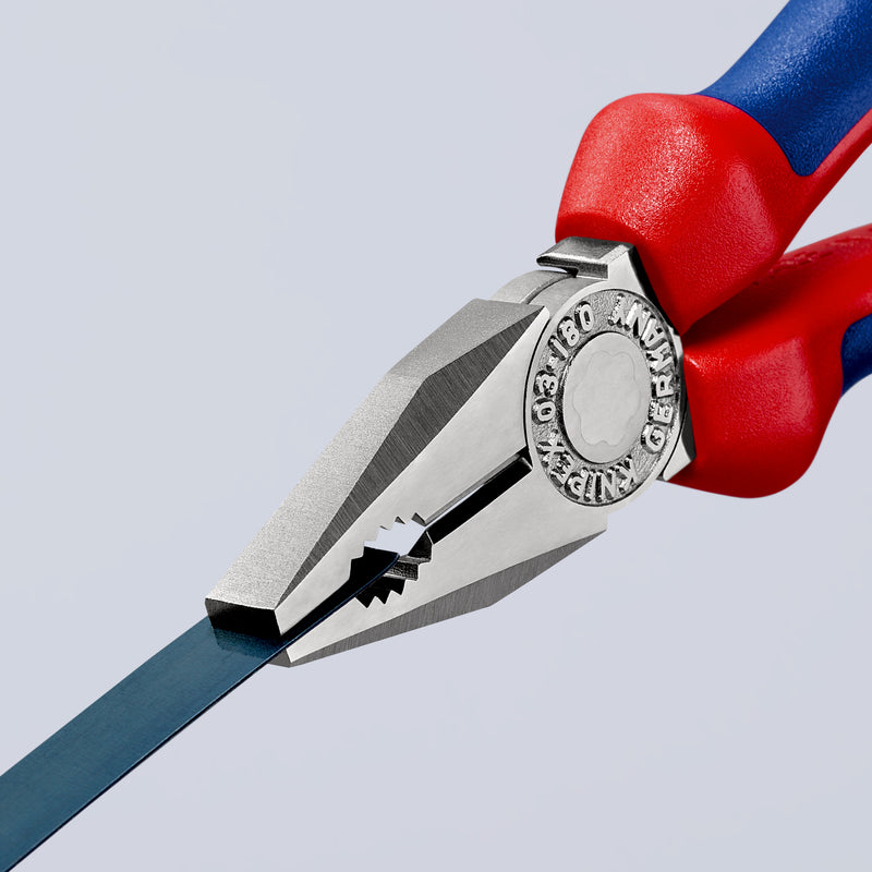 KNIPEX 03 05 180 Combination Pliers with multi-component grips chrome-plated 180 mm