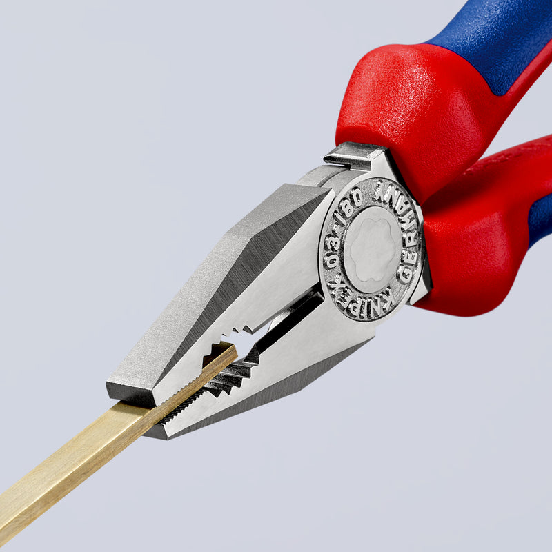 KNIPEX 03 05 180 Combination Pliers with multi-component grips chrome-plated 180 mm