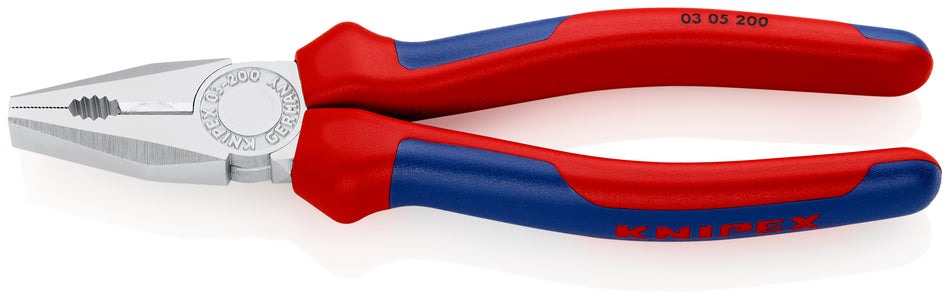 KNIPEX 03 05 200 Combination Pliers with multi-component grips chrome-plated 200 mm