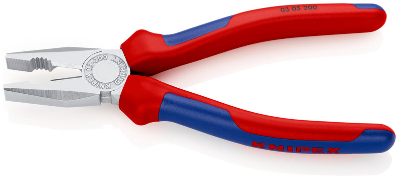 KNIPEX 03 05 200 Combination Pliers with multi-component grips chrome-plated 200 mm