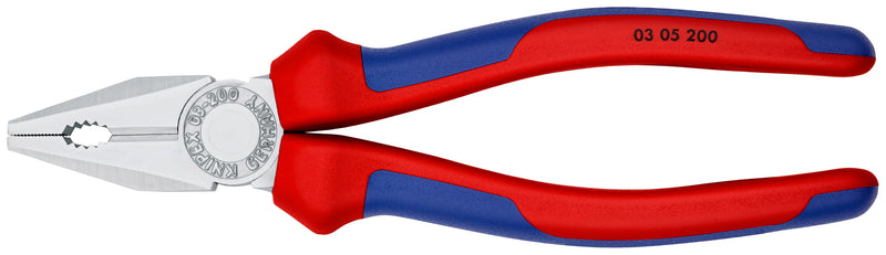 KNIPEX 03 05 200 Combination Pliers with multi-component grips chrome-plated 200 mm