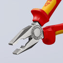 KNIPEX 03 06 180 T Combination Pliers insulated with multi-component grips, VDE-tested with integrated insulated tether attachment point for a tool tether chrome-plated 180 mm