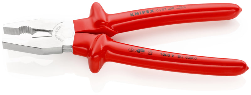 KNIPEX 03 07 250 Combination Pliers with dipped insulation, VDE-tested chrome-plated 250 mm