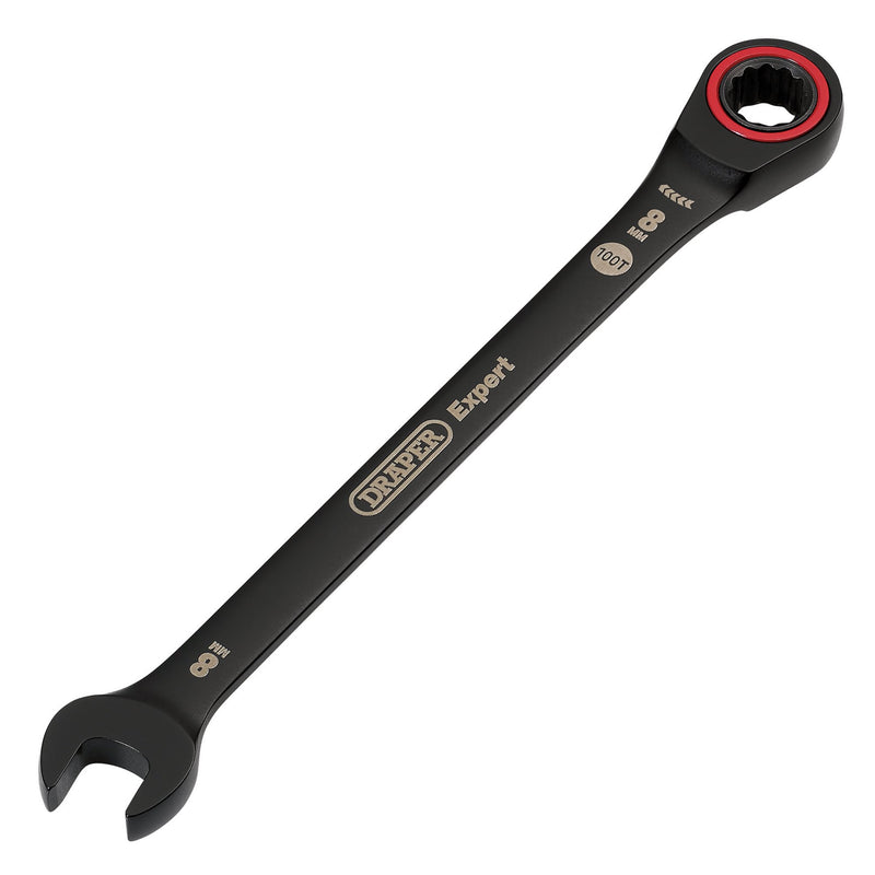 Draper 03879 Draper Expert HI-TORQ; Metric Ratchet Combination Spanner, 8mm, Black