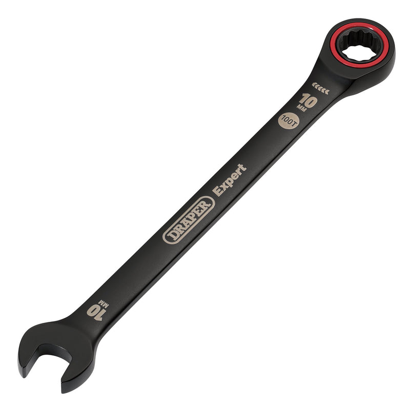 Draper 03881 Draper Expert HI-TORQ; Metric Ratchet Combination Spanner, 10mm, Black