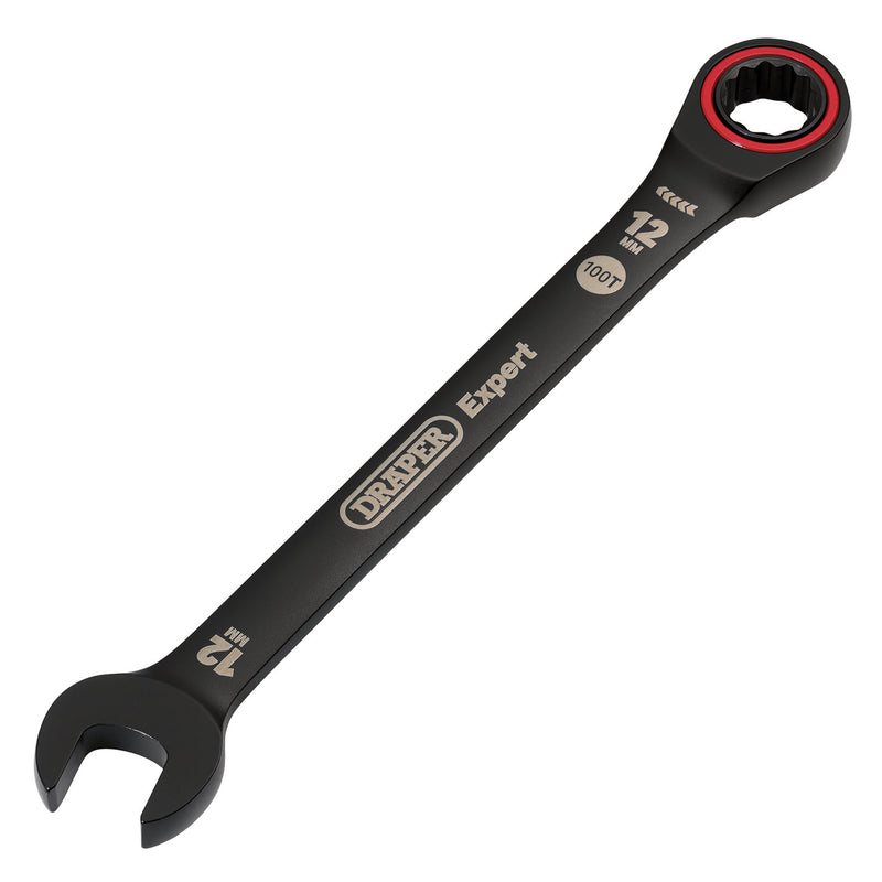 Draper 03883 Draper Expert HI-TORQ; Metric Ratchet Combination Spanner, 12mm, Black