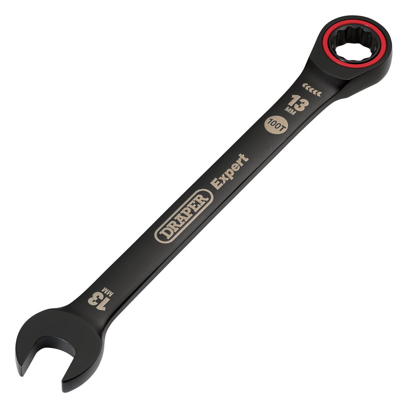 Draper 03884 Draper Expert HI-TORQ; Metric Ratchet Combination Spanner, 13mm, Black