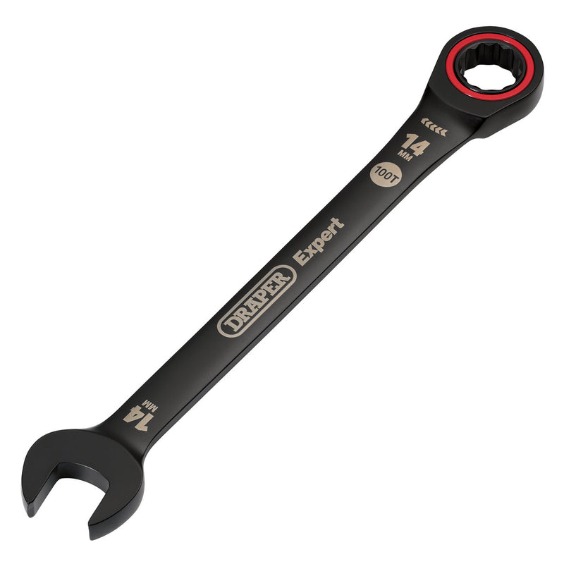 Draper 03887 Draper Expert HI-TORQ; Metric Ratchet Combination Spanner, 14mm, Black