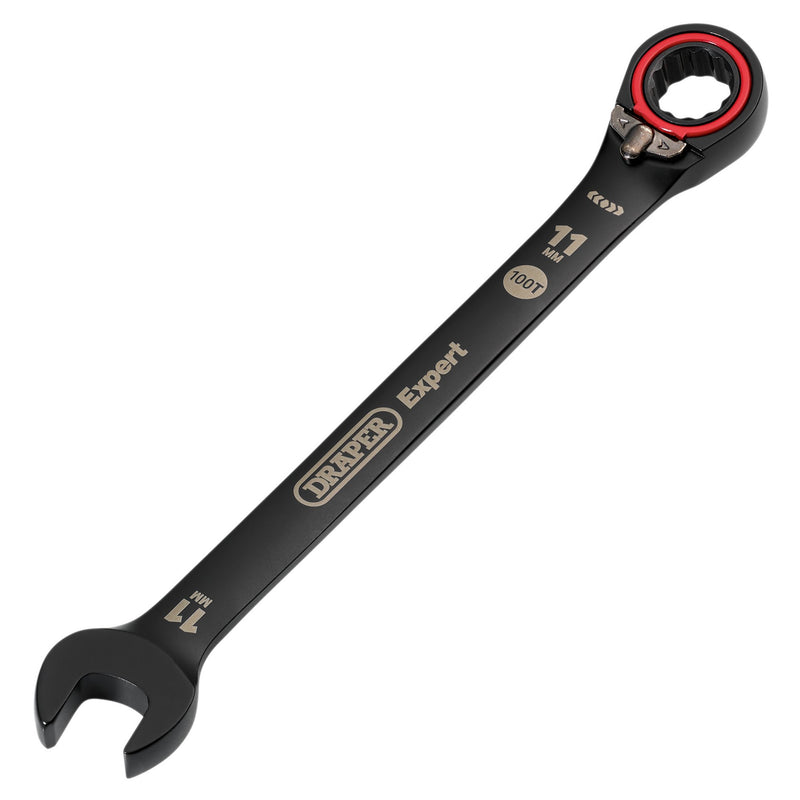 Draper 03901 Draper Expert HI-TORQ;  Metric Reversible Ratchet Combination Spanner, 11mm, Black